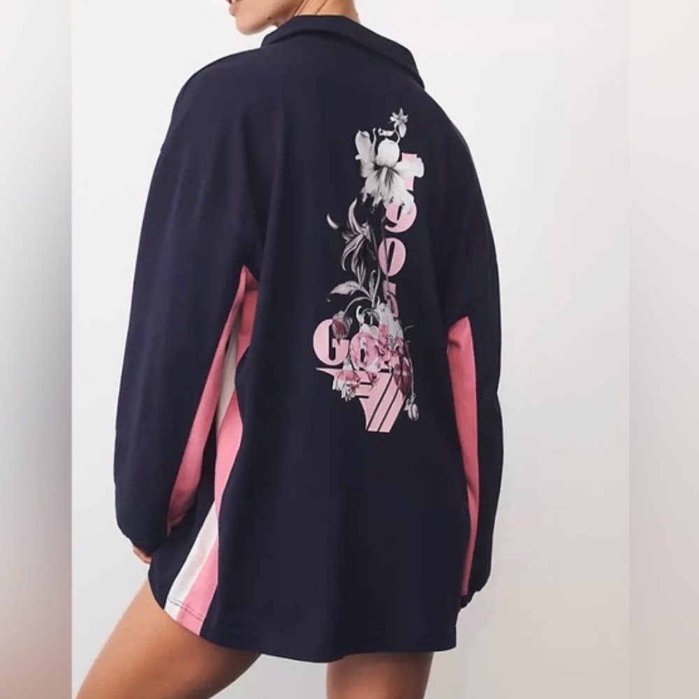 Anthropologie Navy and Pink Gola Dress/Pullover XS